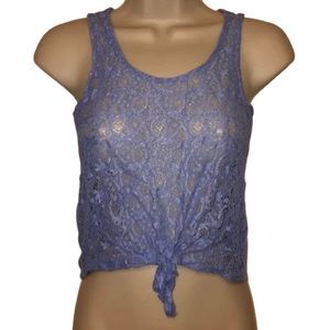 Charlotte Russe Sheer Lace Knot Tank Top